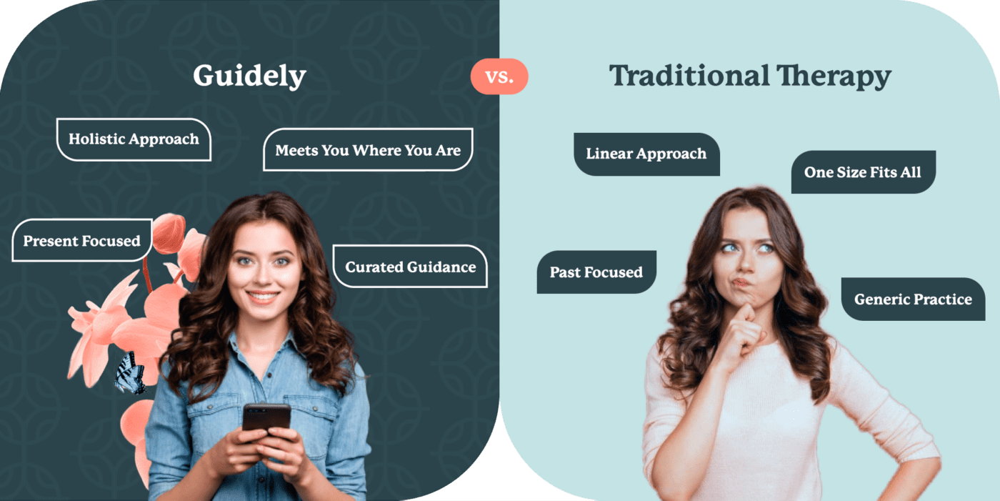 Comparing guidely vs traditional therapy
